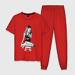 Пижама хлопковая мужская ARIANA GRANDE, цвет: красный