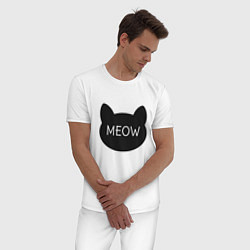 Пижама хлопковая мужская Meow, цвет: белый — фото 2