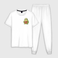 Пижама хлопковая мужская Avocado Heart, цвет: белый