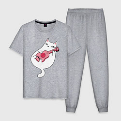 Пижама хлопковая мужская Music Cat, цвет: меланж