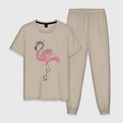 Пижама хлопковая мужская Flamingo, цвет: миндальный