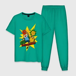 Пижама хлопковая мужская Yeaaahhhh, цвет: зеленый