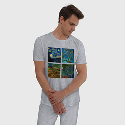 Пижама хлопковая мужская Ван Гог картины, цвет: меланж — фото 2