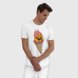 Пижама хлопковая мужская Pumpkin IceCream, цвет: белый — фото 2
