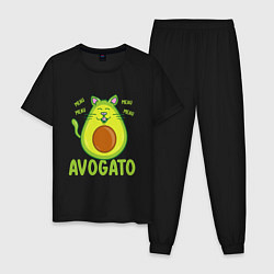 Пижама хлопковая мужская AVOGATO, цвет: черный