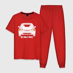 Пижама хлопковая мужская Honda Civic EP 7gen, цвет: красный