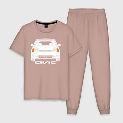 Пижама хлопковая мужская Honda Civic EP 7gen цвета пыльно-розовый — фото 1