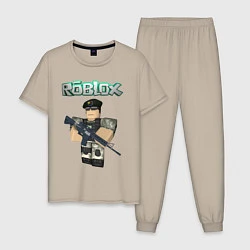 Пижама хлопковая мужская Roblox Defender, цвет: миндальный