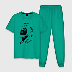 Пижама хлопковая мужская Цой Перемен Black, цвет: зеленый