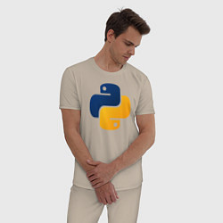 Пижама хлопковая мужская Python, цвет: миндальный — фото 2