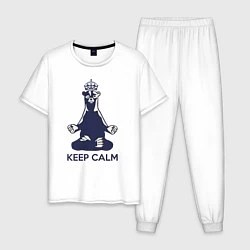 Пижама хлопковая мужская Keep Calm, цвет: белый