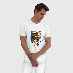 Пижама хлопковая мужская Кубик Рубика, цвет: белый — фото 2
