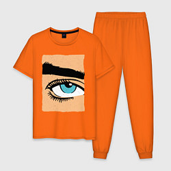 Пижама хлопковая мужская Billie Eilish взгляд, цвет: оранжевый