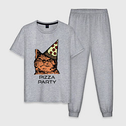 Пижама хлопковая мужская PIZZA PARTY, цвет: меланж