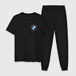 Пижама хлопковая мужская BMW LOGO 2020, цвет: черный