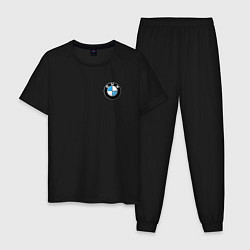 Пижама хлопковая мужская BMW, цвет: черный