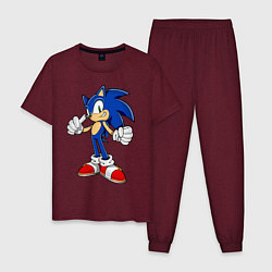 Пижама хлопковая мужская Sonic, цвет: меланж-бордовый