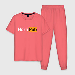 Пижама хлопковая мужская HornPub, цвет: коралловый