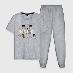 Пижама хлопковая мужская BTS группа, цвет: меланж