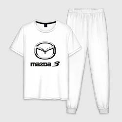 Пижама хлопковая мужская MAZDA 3 Black, цвет: белый