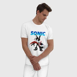 Пижама хлопковая мужская SONIC, цвет: белый — фото 2
