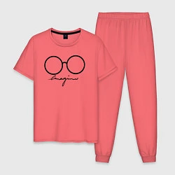 Пижама хлопковая мужская Imagine John Lennon, цвет: коралловый
