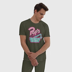 Пижама хлопковая мужская POPS, цвет: меланж-хаки — фото 2