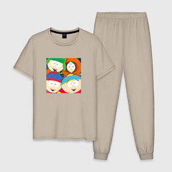 Пижама хлопковая мужская South Park, цвет: миндальный