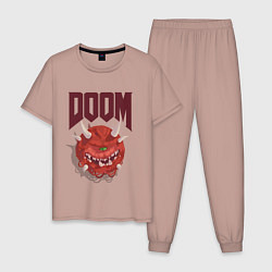 Пижама хлопковая мужская DOOM, цвет: пыльно-розовый