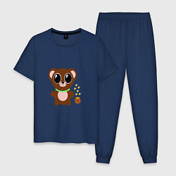 Пижама хлопковая мужская Медвежонок, цвет: тёмно-синий