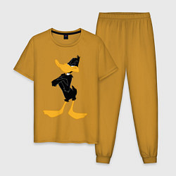 Пижама хлопковая мужская Даффи Дак, цвет: горчичный