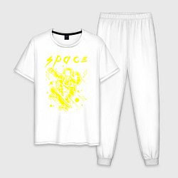 Пижама хлопковая мужская Space цвета белый — фото 1