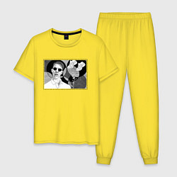 Пижама хлопковая мужская Тима Белорусских: Мокрые кроссы, цвет: желтый