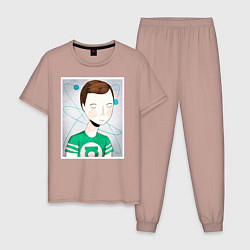 Пижама хлопковая мужская Sheldon Cooper, цвет: пыльно-розовый