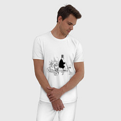 Пижама хлопковая мужская Стимпанк, цвет: белый — фото 2