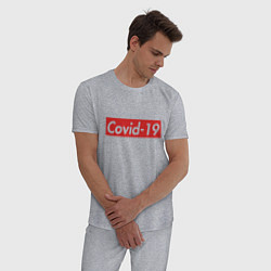 Пижама хлопковая мужская COVID-19, цвет: меланж — фото 2