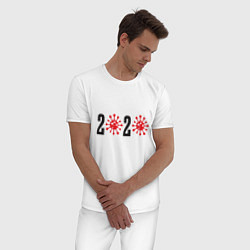 Пижама хлопковая мужская 2020, цвет: белый — фото 2