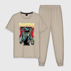 Пижама хлопковая мужская Pantera, цвет: миндальный