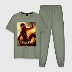 Пижама хлопковая мужская The Flash, цвет: авокадо