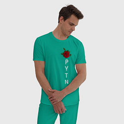 Пижама хлопковая мужская Payton Moormeier цвета зеленый — фото 2