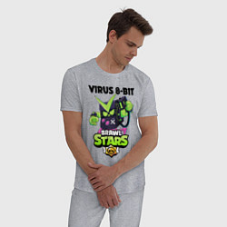 Пижама хлопковая мужская BRAWL STARS VIRUS 8-BIT, цвет: меланж — фото 2