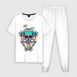 Пижама хлопковая мужская Skull Summer, цвет: белый
