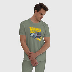 Пижама хлопковая мужская Back to the Future, цвет: авокадо — фото 2