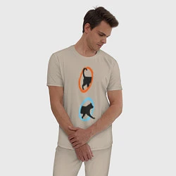 Пижама хлопковая мужская Portal Cat, цвет: миндальный — фото 2