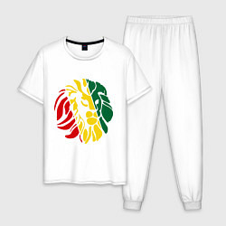 Пижама хлопковая мужская Раста лев, цвет: белый