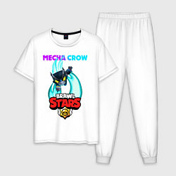 Пижама хлопковая мужская BRAWL STARS MECHA CROW, цвет: белый