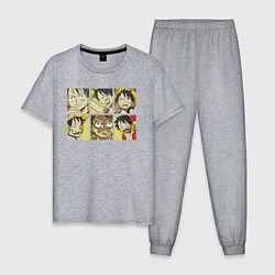 Пижама хлопковая мужская Monkey D Luffy, цвет: меланж