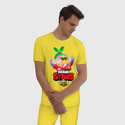 Пижама хлопковая мужская BRAWL STARS TROPICAL SPROUT, цвет: желтый — фото 2