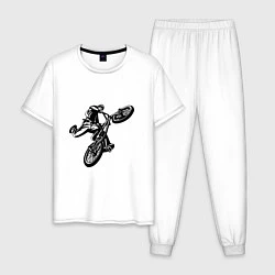 Пижама хлопковая мужская Велоспорт Z, цвет: белый