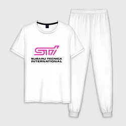 Пижама хлопковая мужская SUBARU STI Z, цвет: белый